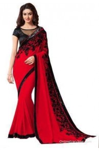 Elevate Women Embriodered, Embellished Fashion Chiffon Sari